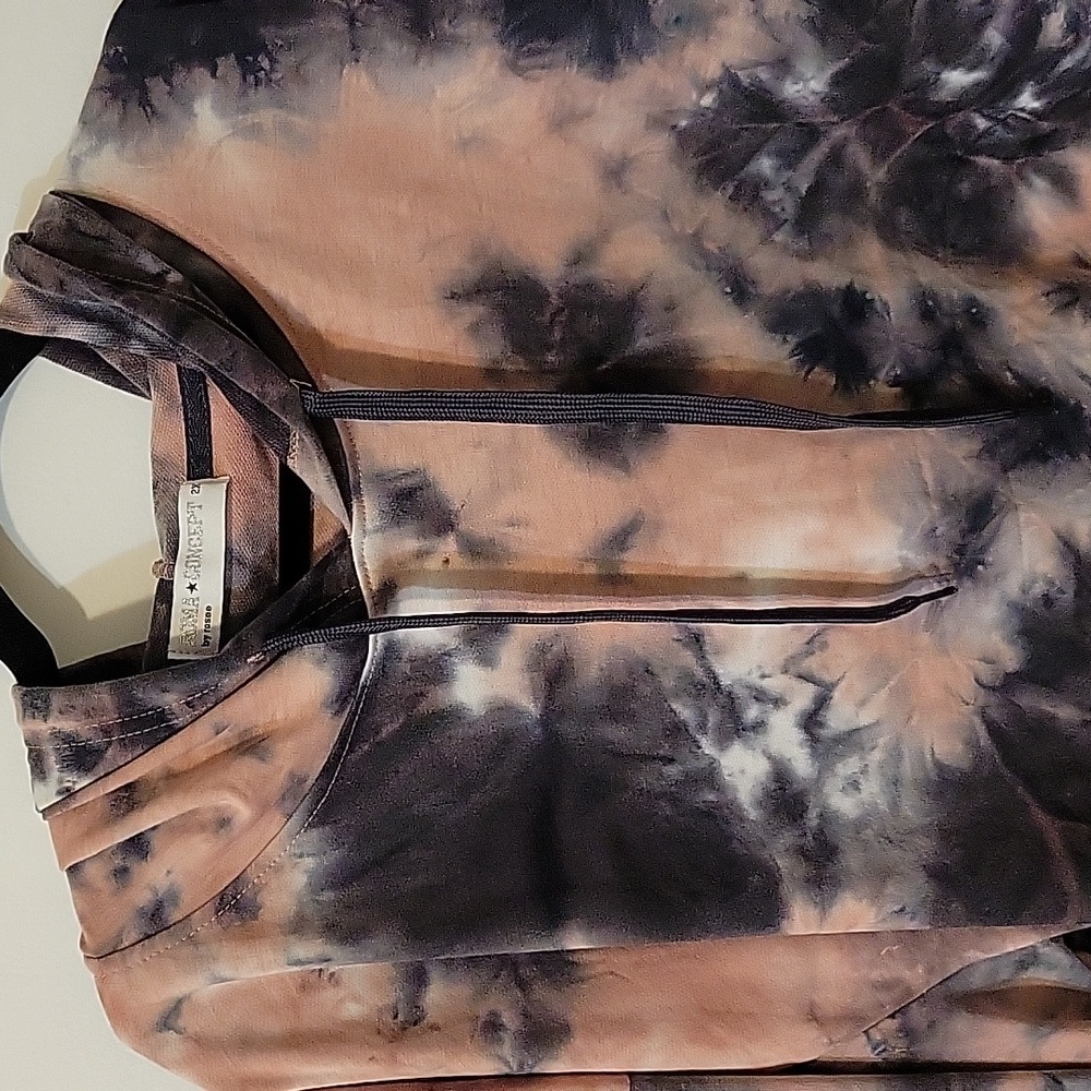 Roma Concept By Rosee Tie-Dye Crop Hooded Long Sleeve Top - Picture 5 of 6